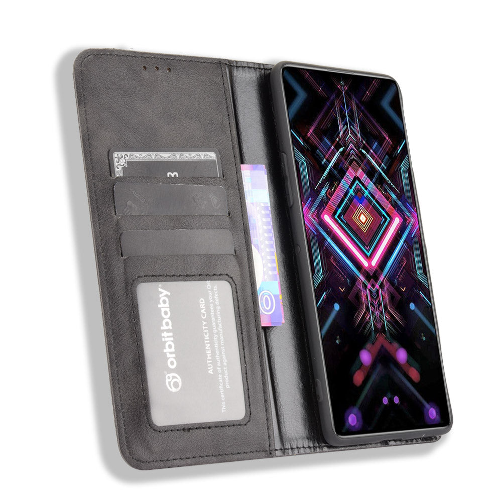 Retro Style Auto-absorbed PU Leather Phone Case Wallet Stand Cover for Xiaomi Poco F3 GT/Redmi K40 Gaming