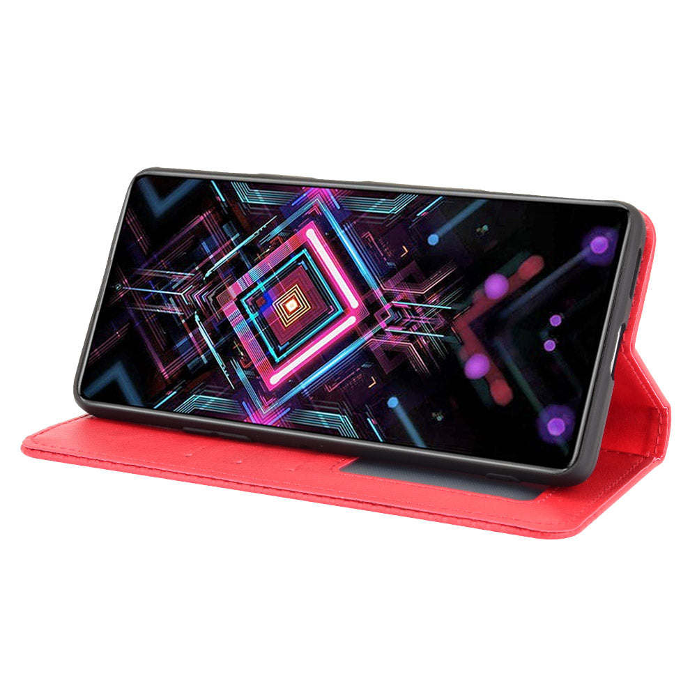 Retro Style Auto-absorbed PU Leather Phone Case Wallet Stand Cover for Xiaomi Poco F3 GT/Redmi K40 Gaming