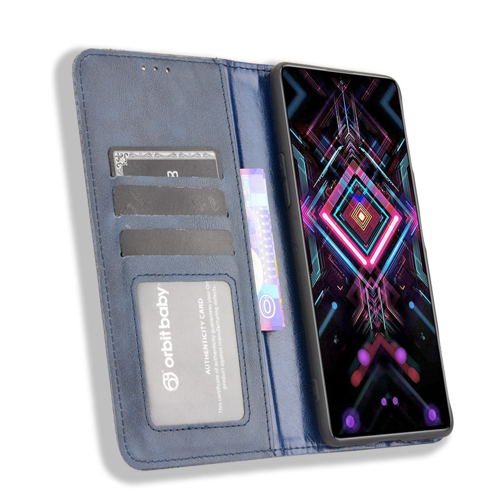 Retro Style Auto-absorbed PU Leather Phone Case Wallet Stand Cover for Xiaomi Poco F3 GT/Redmi K40 Gaming