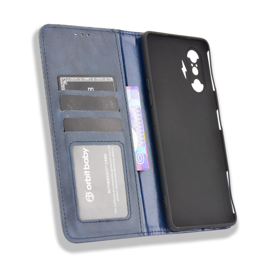 Retro Style Auto-absorbed PU Leather Phone Case Wallet Stand Cover for Xiaomi Poco F3 GT/Redmi K40 Gaming