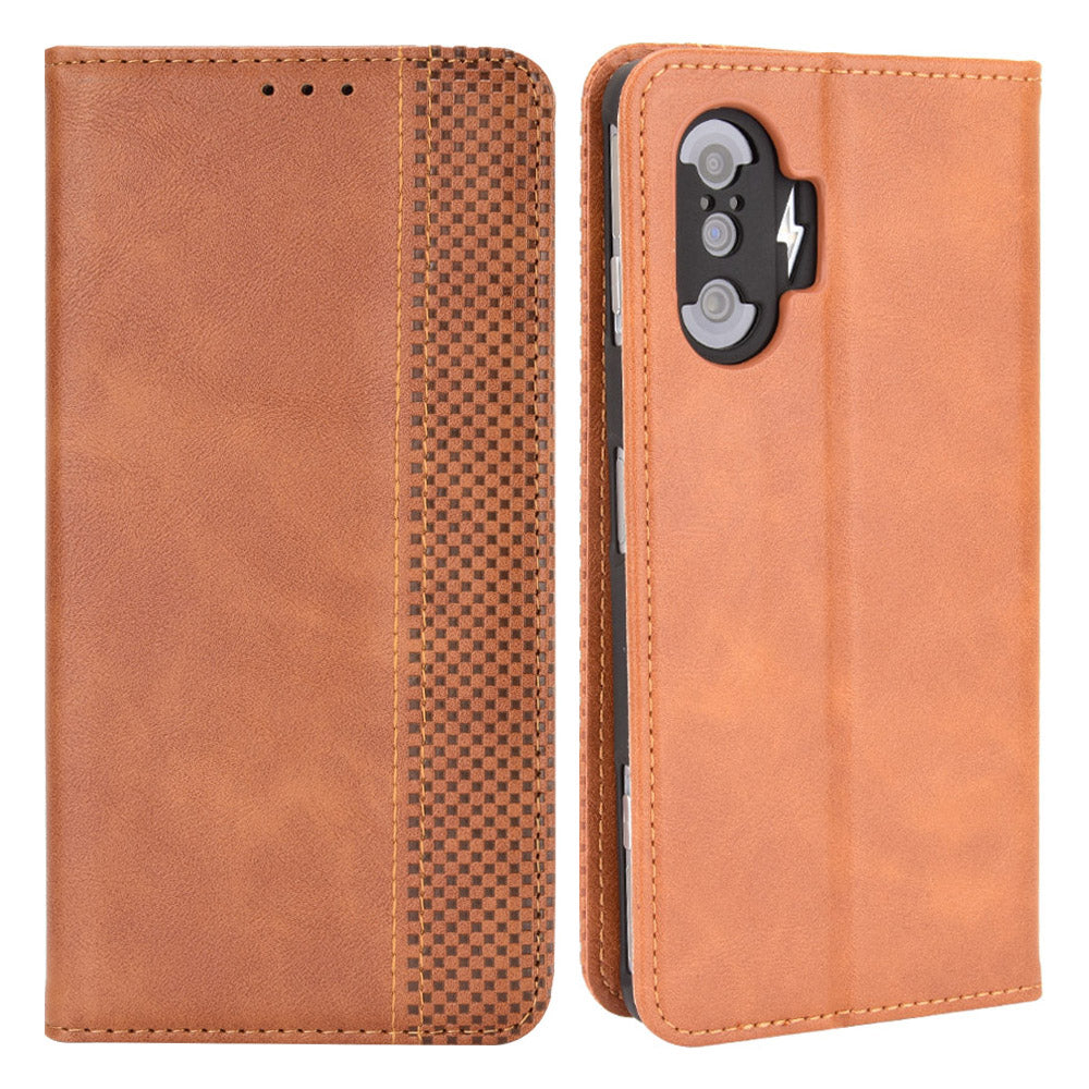 Retro Style Auto-absorbed PU Leather Phone Case Wallet Stand Cover for Xiaomi Poco F3 GT/Redmi K40 Gaming