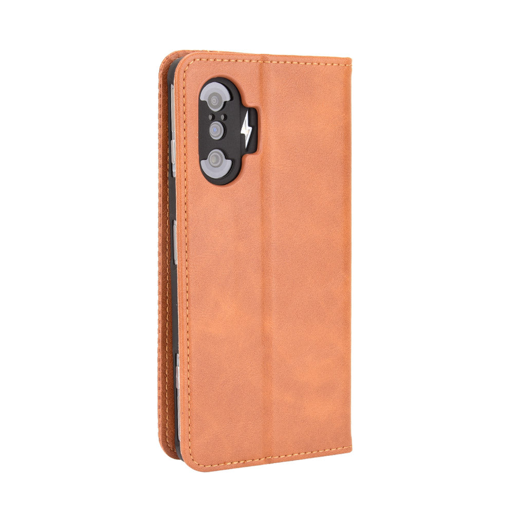 Retro Style Auto-absorbed PU Leather Phone Case Wallet Stand Cover for Xiaomi Poco F3 GT/Redmi K40 Gaming