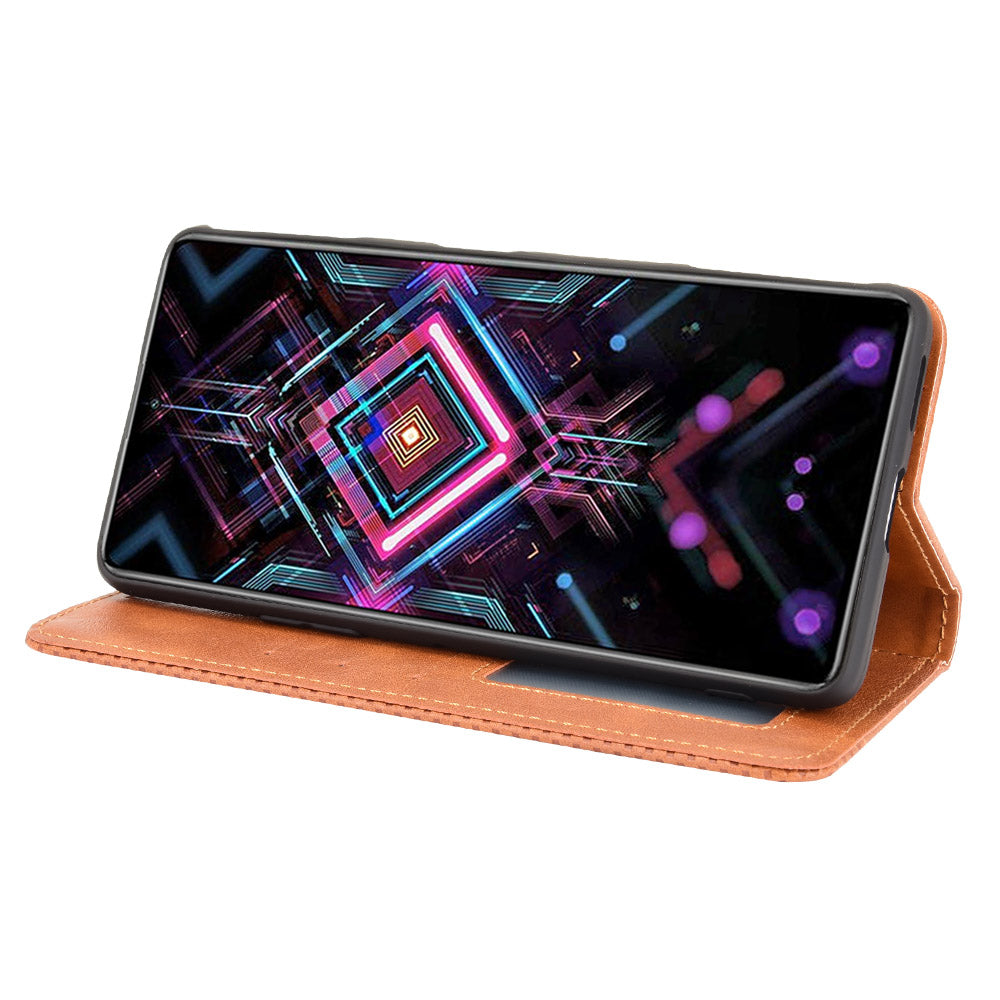 Retro Style Auto-absorbed PU Leather Phone Case Wallet Stand Cover for Xiaomi Poco F3 GT/Redmi K40 Gaming