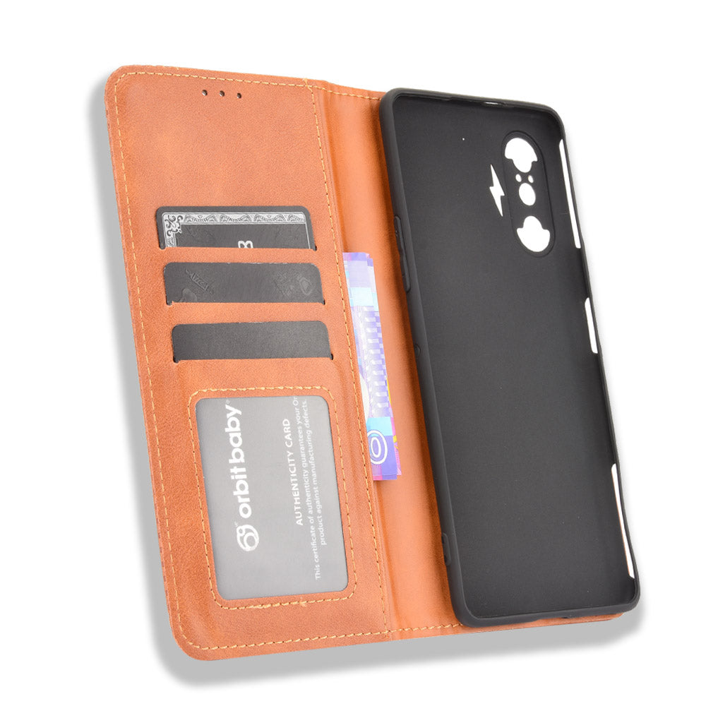 Retro Style Auto-absorbed PU Leather Phone Case Wallet Stand Cover for Xiaomi Poco F3 GT/Redmi K40 Gaming