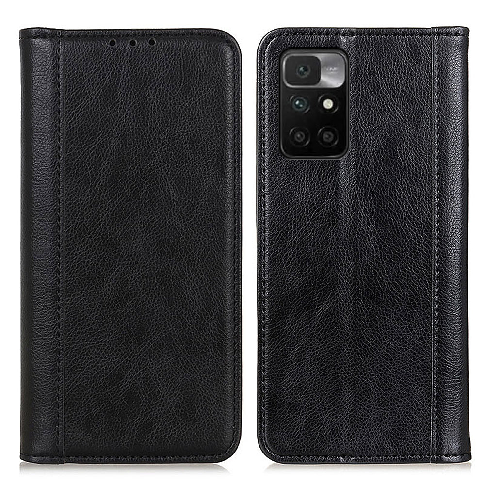 Litchi Texture Split Leather Anti Drop Wallet Stand Phone Cover Case for Xiaomi Redmi Note 11 4G (MediaTek)/Redmi 10 4G/Redmi 10 2022 4G/10 Prime