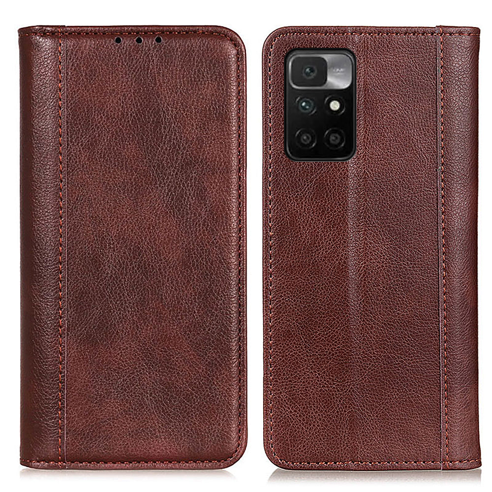 Litchi Texture Split Leather Anti Drop Wallet Stand Phone Cover Case for Xiaomi Redmi Note 11 4G (MediaTek)/Redmi 10 4G/Redmi 10 2022 4G/10 Prime