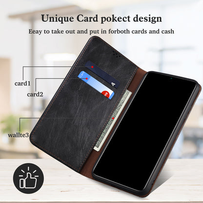Waxy Crazy Horse Texture Wallet Stand Magnetic Closure PU Leather Phone Case for Xiaomi Redmi 10 4G (2021)/10 Prime/10 2022 4G/Note 11 4G (MediaTek)