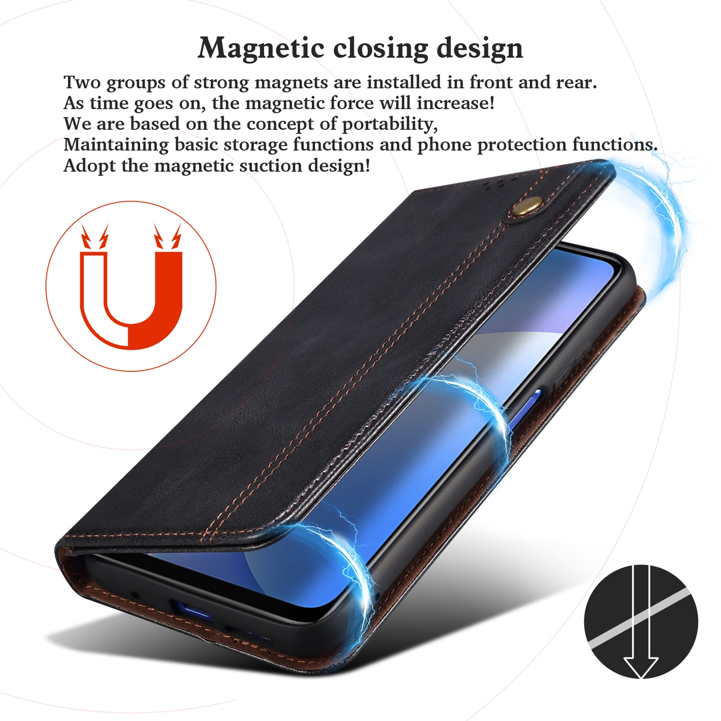 Waxy Crazy Horse Texture Wallet Stand Magnetic Closure PU Leather Phone Case for Xiaomi Redmi 10 4G (2021)/10 Prime/10 2022 4G/Note 11 4G (MediaTek)