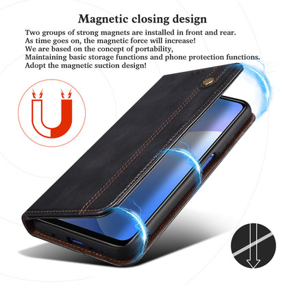 Waxy Crazy Horse Texture Wallet Stand Magnetic Closure PU Leather Phone Case for Xiaomi Redmi 10 4G (2021)/10 Prime/10 2022 4G/Note 11 4G (MediaTek)