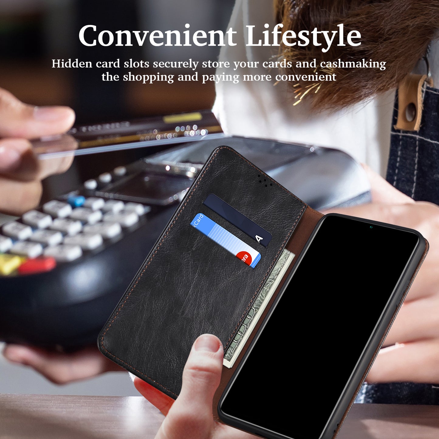 Waxy Crazy Horse Texture Wallet Stand Magnetic Closure PU Leather Phone Case for Xiaomi Redmi 10 4G (2021)/10 Prime/10 2022 4G/Note 11 4G (MediaTek)