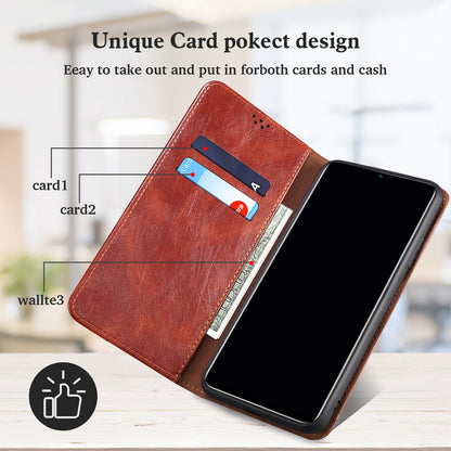 Waxy Crazy Horse Texture Wallet Stand Magnetic Closure PU Leather Phone Case for Xiaomi Redmi 10 4G (2021)/10 Prime/10 2022 4G/Note 11 4G (MediaTek)