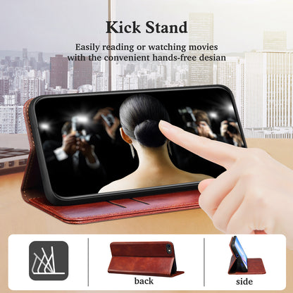 Waxy Crazy Horse Texture Wallet Stand Magnetic Closure PU Leather Phone Case for Xiaomi Redmi 10 4G (2021)/10 Prime/10 2022 4G/Note 11 4G (MediaTek)