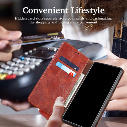 Waxy Crazy Horse Texture Wallet Stand Magnetic Closure PU Leather Phone Case for Xiaomi Redmi 10 4G (2021)/10 Prime/10 2022 4G/Note 11 4G (MediaTek)