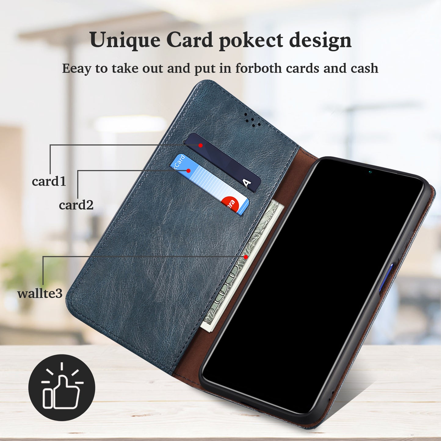 Waxy Crazy Horse Texture Wallet Stand Magnetic Closure PU Leather Phone Case for Xiaomi Redmi 10 4G (2021)/10 Prime/10 2022 4G/Note 11 4G (MediaTek)
