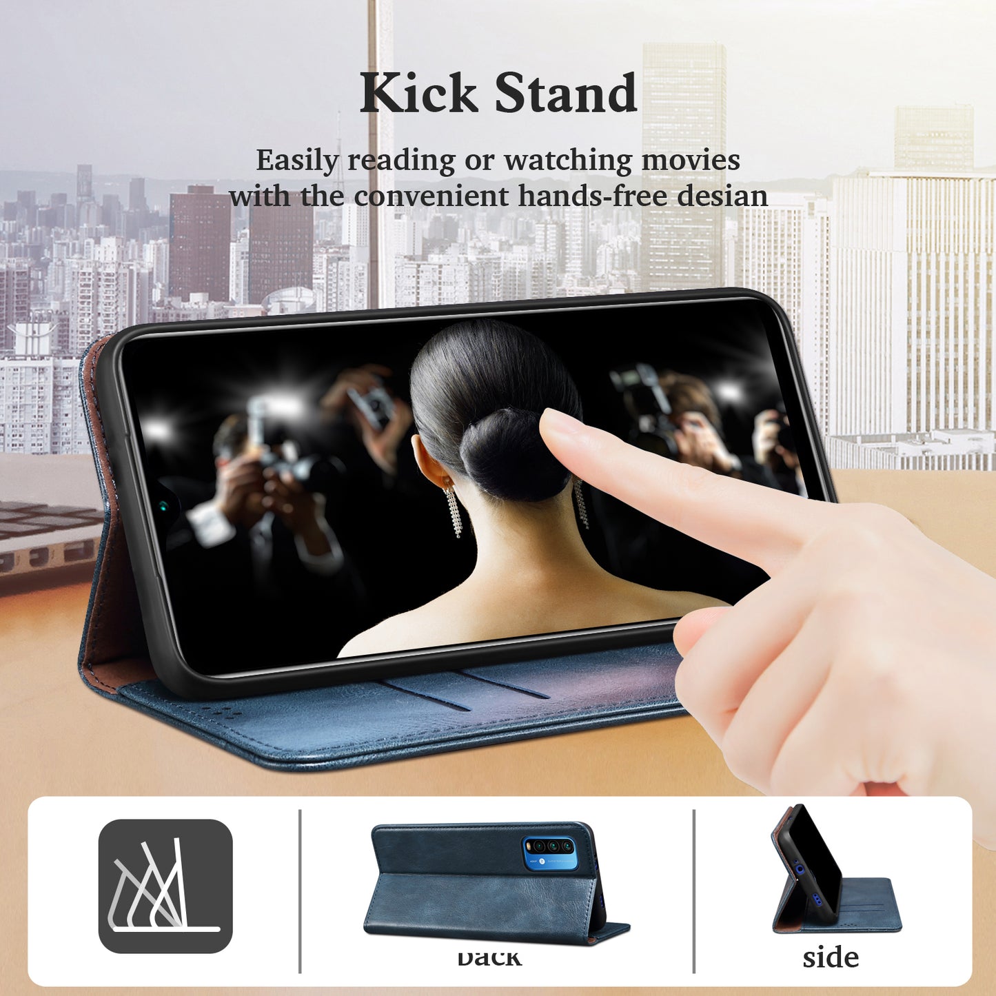 Waxy Crazy Horse Texture Wallet Stand Magnetic Closure PU Leather Phone Case for Xiaomi Redmi 10 4G (2021)/10 Prime/10 2022 4G/Note 11 4G (MediaTek)