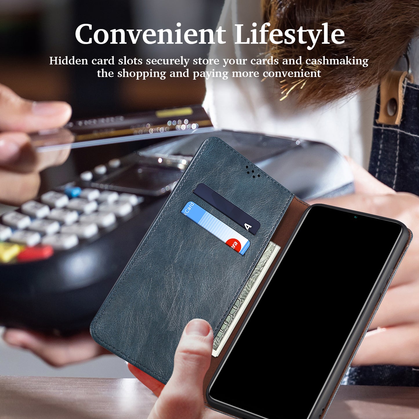 Waxy Crazy Horse Texture Wallet Stand Magnetic Closure PU Leather Phone Case for Xiaomi Redmi 10 4G (2021)/10 Prime/10 2022 4G/Note 11 4G (MediaTek)