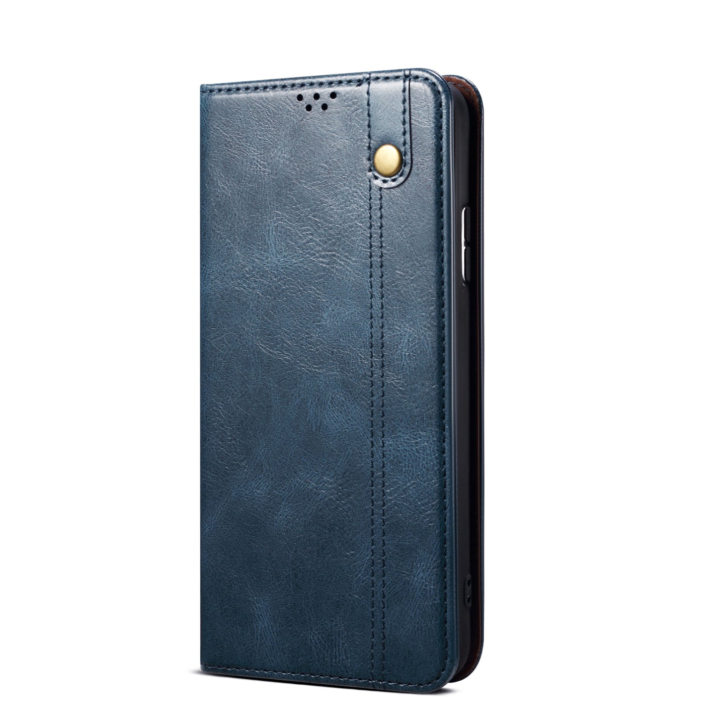 Waxy Crazy Horse Texture Wallet Stand Magnetic Closure PU Leather Phone Case for Xiaomi Redmi 10 4G (2021)/10 Prime/10 2022 4G/Note 11 4G (MediaTek)