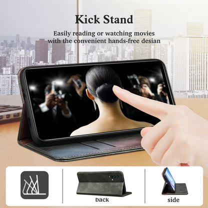 Waxy Crazy Horse Texture Wallet Stand Magnetic Closure PU Leather Phone Case for Xiaomi Redmi 10 4G (2021)/10 Prime/10 2022 4G/Note 11 4G (MediaTek)
