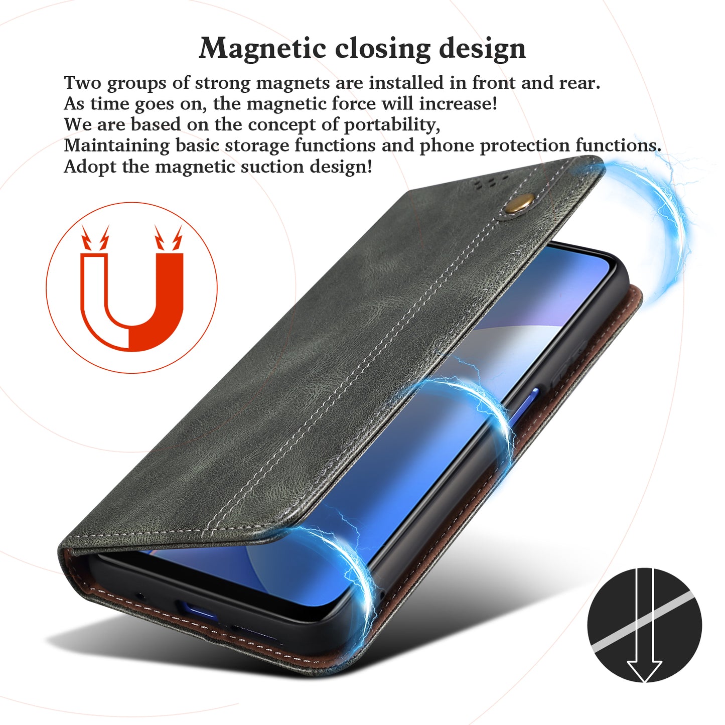 Waxy Crazy Horse Texture Wallet Stand Magnetic Closure PU Leather Phone Case for Xiaomi Redmi 10 4G (2021)/10 Prime/10 2022 4G/Note 11 4G (MediaTek)