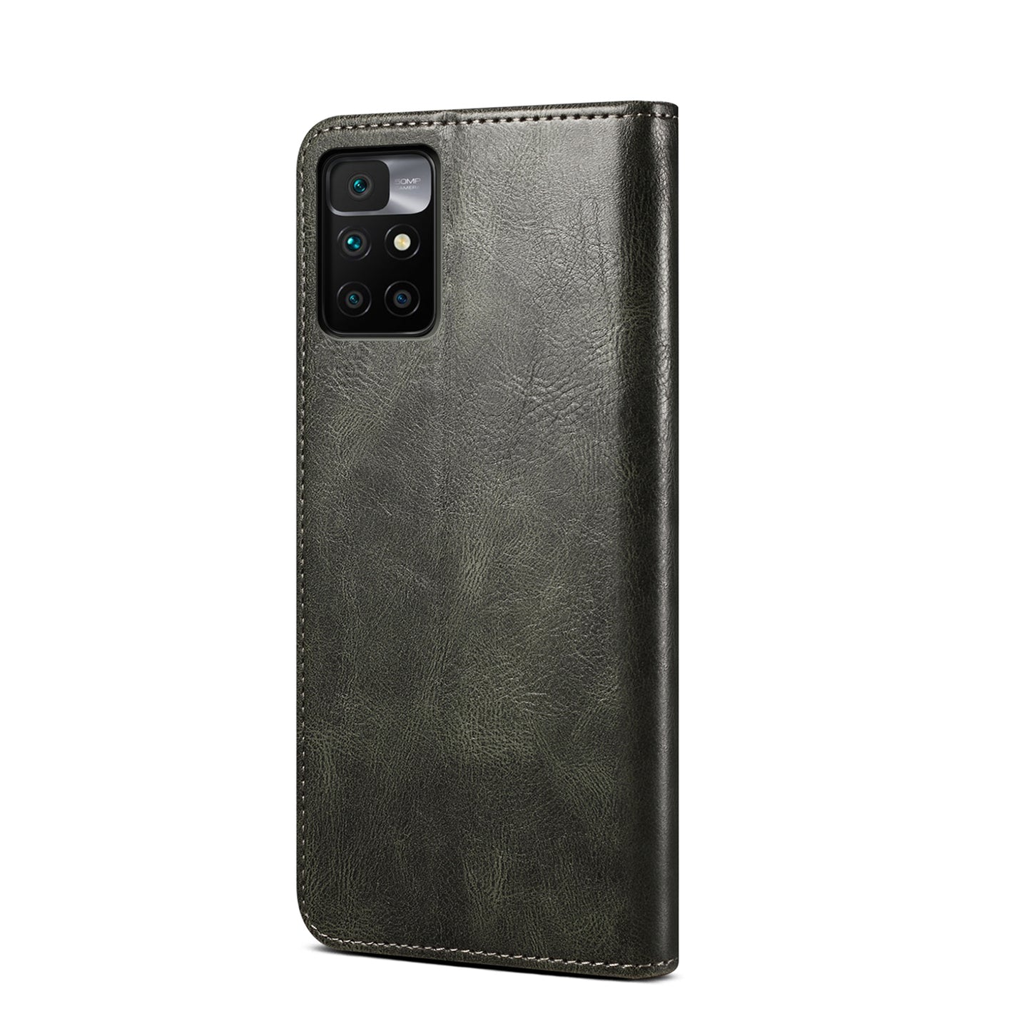 Waxy Crazy Horse Texture Wallet Stand Magnetic Closure PU Leather Phone Case for Xiaomi Redmi 10 4G (2021)/10 Prime/10 2022 4G/Note 11 4G (MediaTek)
