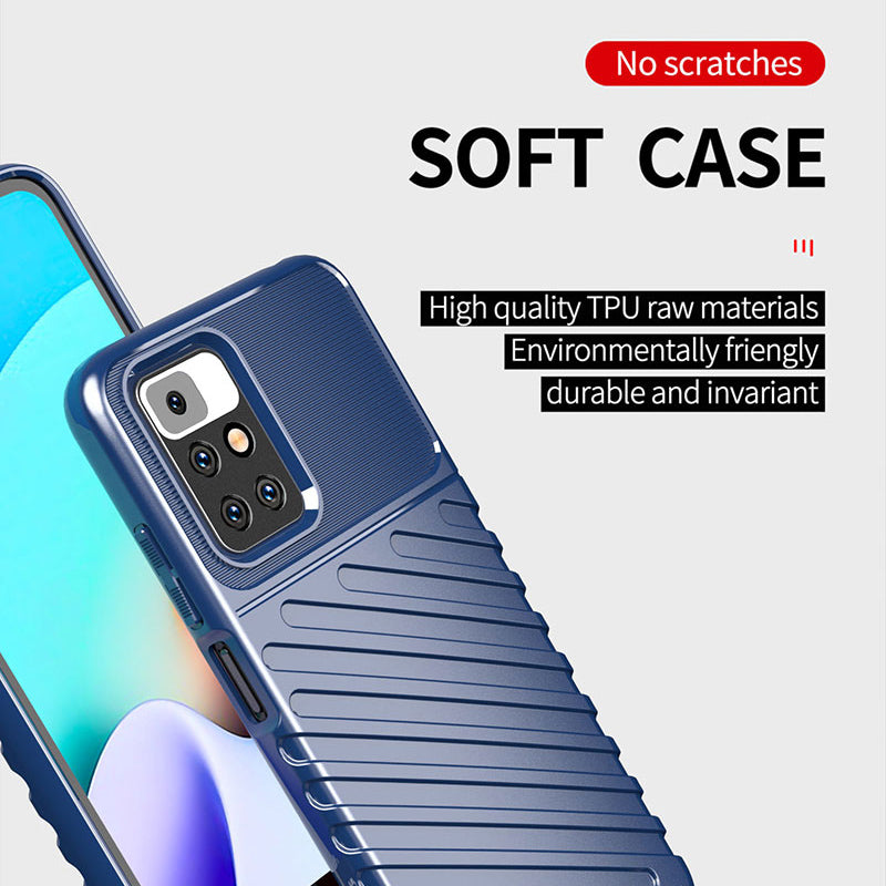 Thunder Series Twill Texture Anti-Scratch Soft  TPU Slim Fit Flexible Phone Case for Xiaomi Redmi 10 4G (2021)/10 Prime/10 2022 4G/Note 11 4G (MediaTek)