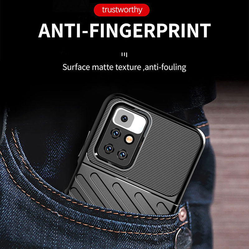 Thunder Series Twill Texture Anti-Scratch Soft  TPU Slim Fit Flexible Phone Case for Xiaomi Redmi 10 4G (2021)/10 Prime/10 2022 4G/Note 11 4G (MediaTek)