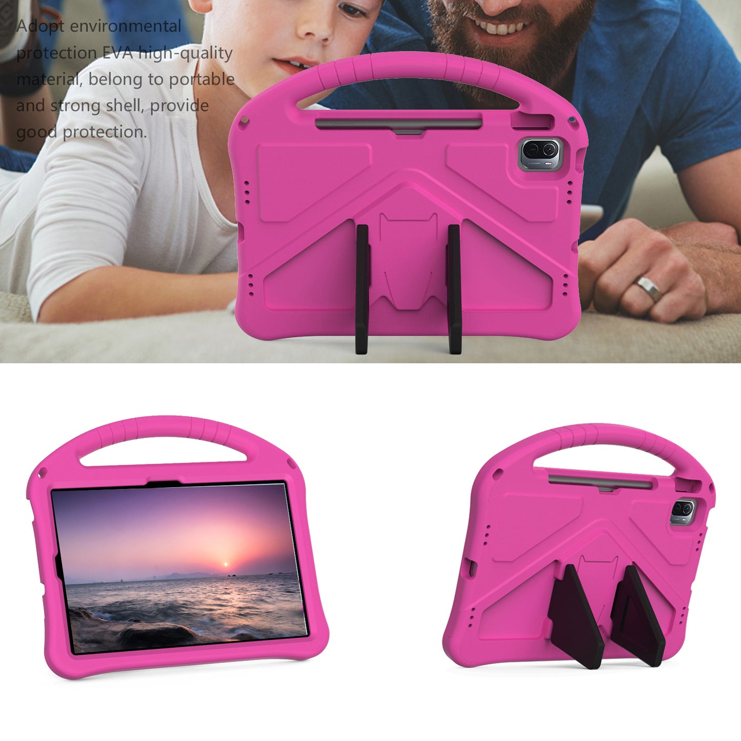 Lightweight Convertible Handle Kickstand Kids Friendly EVA Protective Cover for Xiaomi Pad 5/ Pad 5 Pro