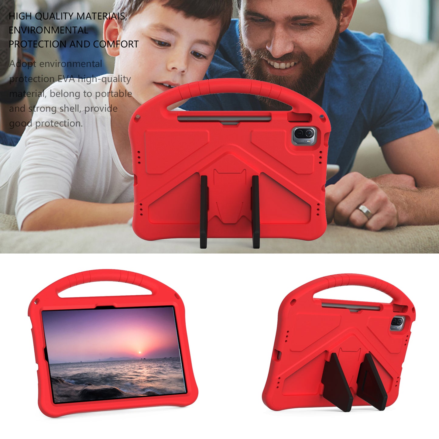 Lightweight Convertible Handle Kickstand Kids Friendly EVA Protective Cover for Xiaomi Pad 5/ Pad 5 Pro