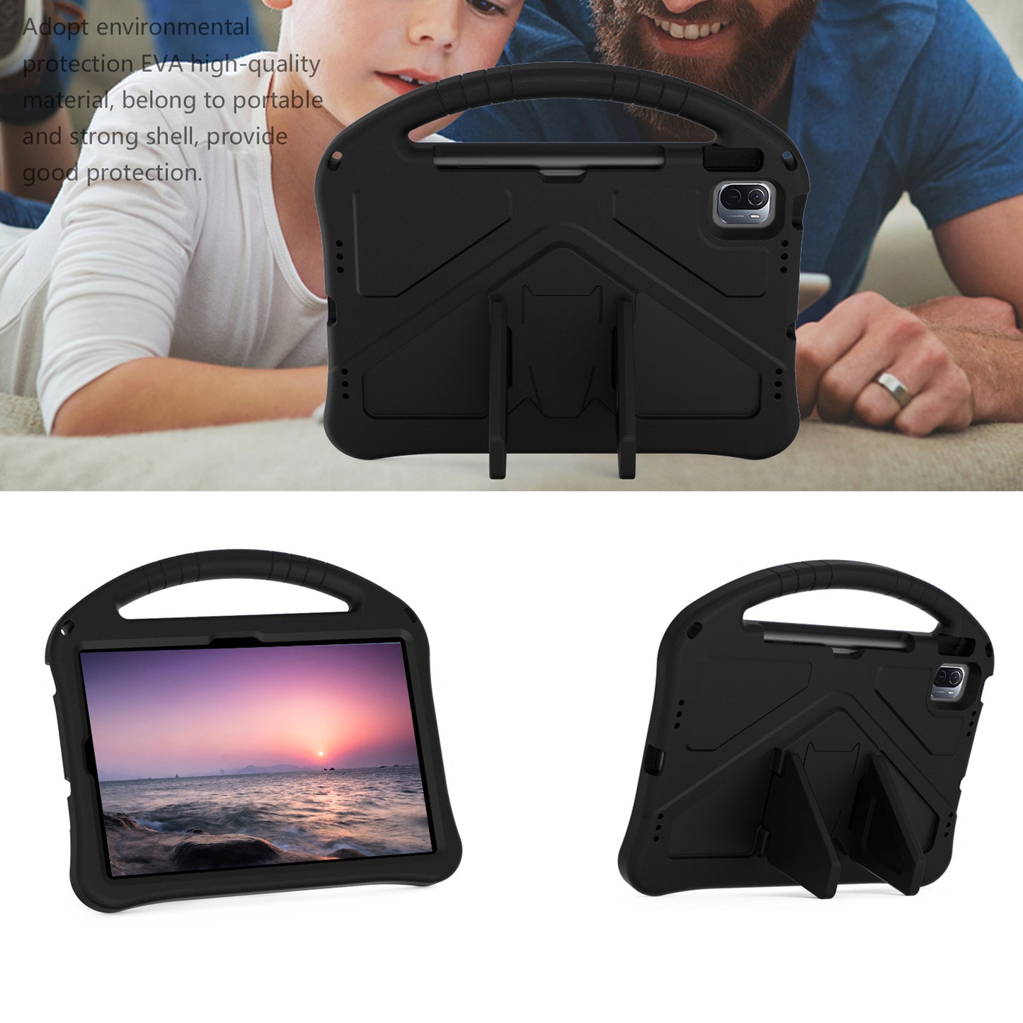 Lightweight Convertible Handle Kickstand Kids Friendly EVA Protective Cover for Xiaomi Pad 5/ Pad 5 Pro
