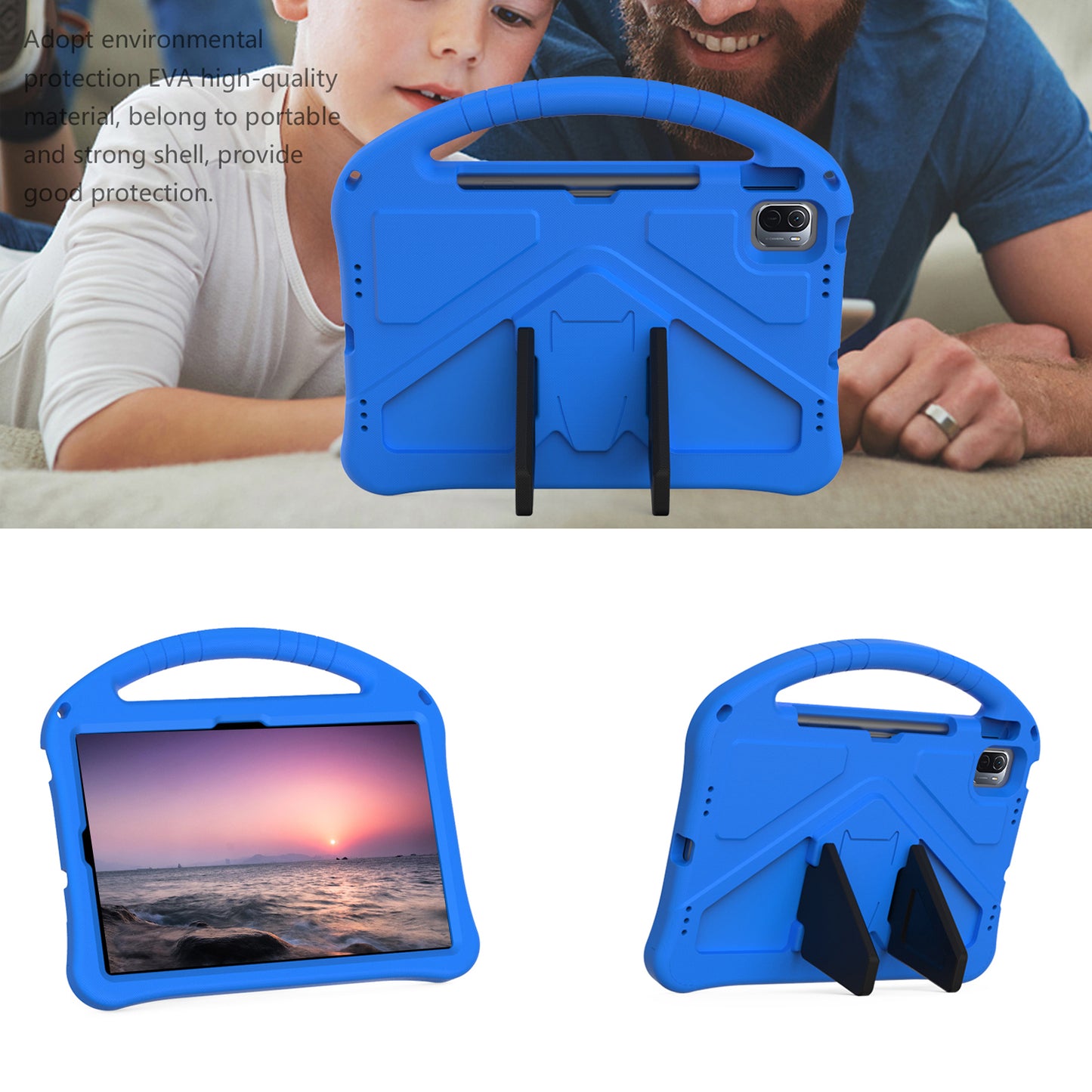 Lightweight Convertible Handle Kickstand Kids Friendly EVA Protective Cover for Xiaomi Pad 5/ Pad 5 Pro