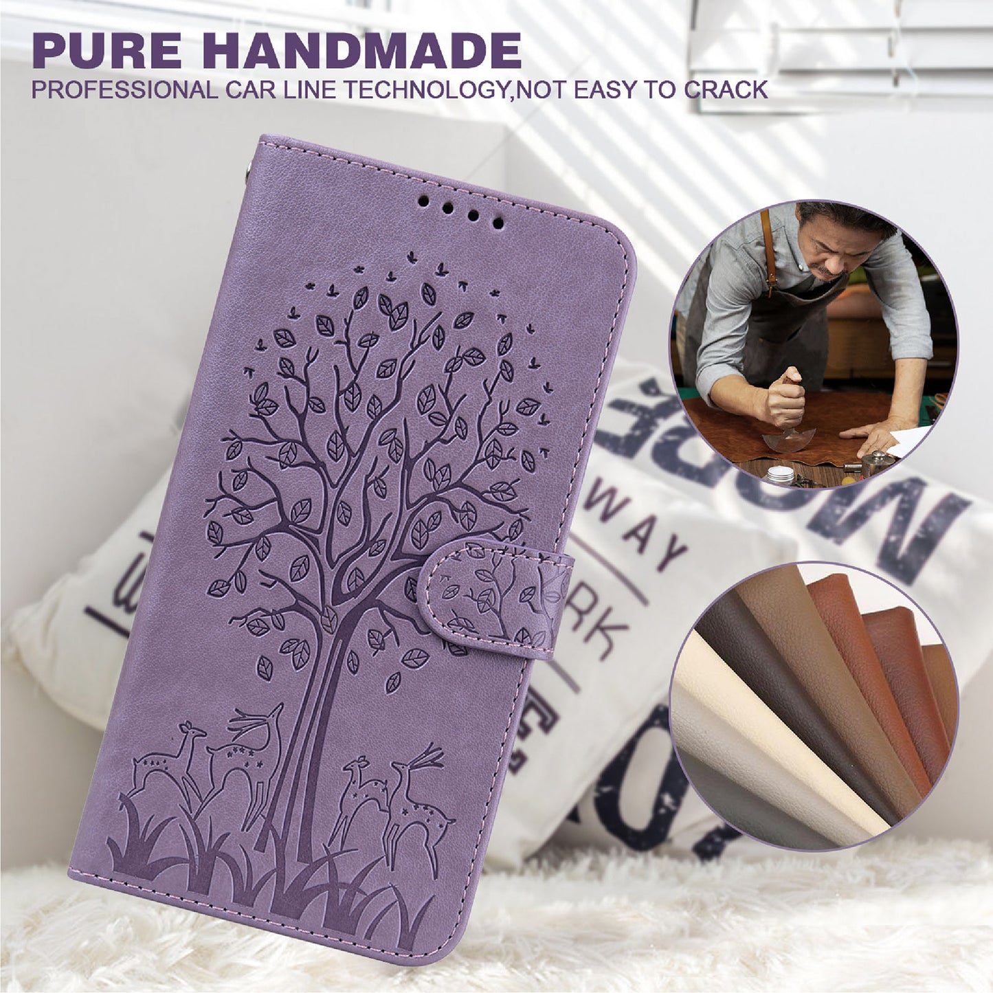 Tree and Deer Imprinted Leather Wallet Stand Phone Shell Case for Xiaomi Redmi Note 10 5G / Poco M3 Pro 5G / Poco M3 Pro 4G / Redmi Note 10T 5G