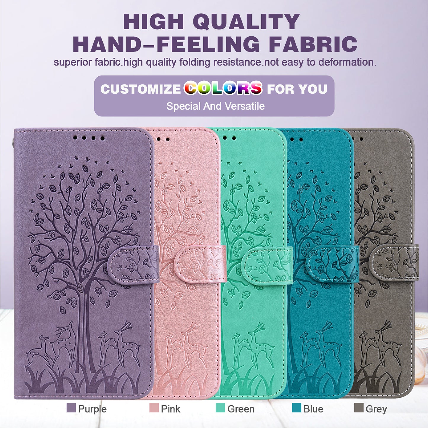 Tree and Deer Imprinted Leather Wallet Stand Phone Shell Case for Xiaomi Redmi Note 10 5G / Poco M3 Pro 5G / Poco M3 Pro 4G / Redmi Note 10T 5G