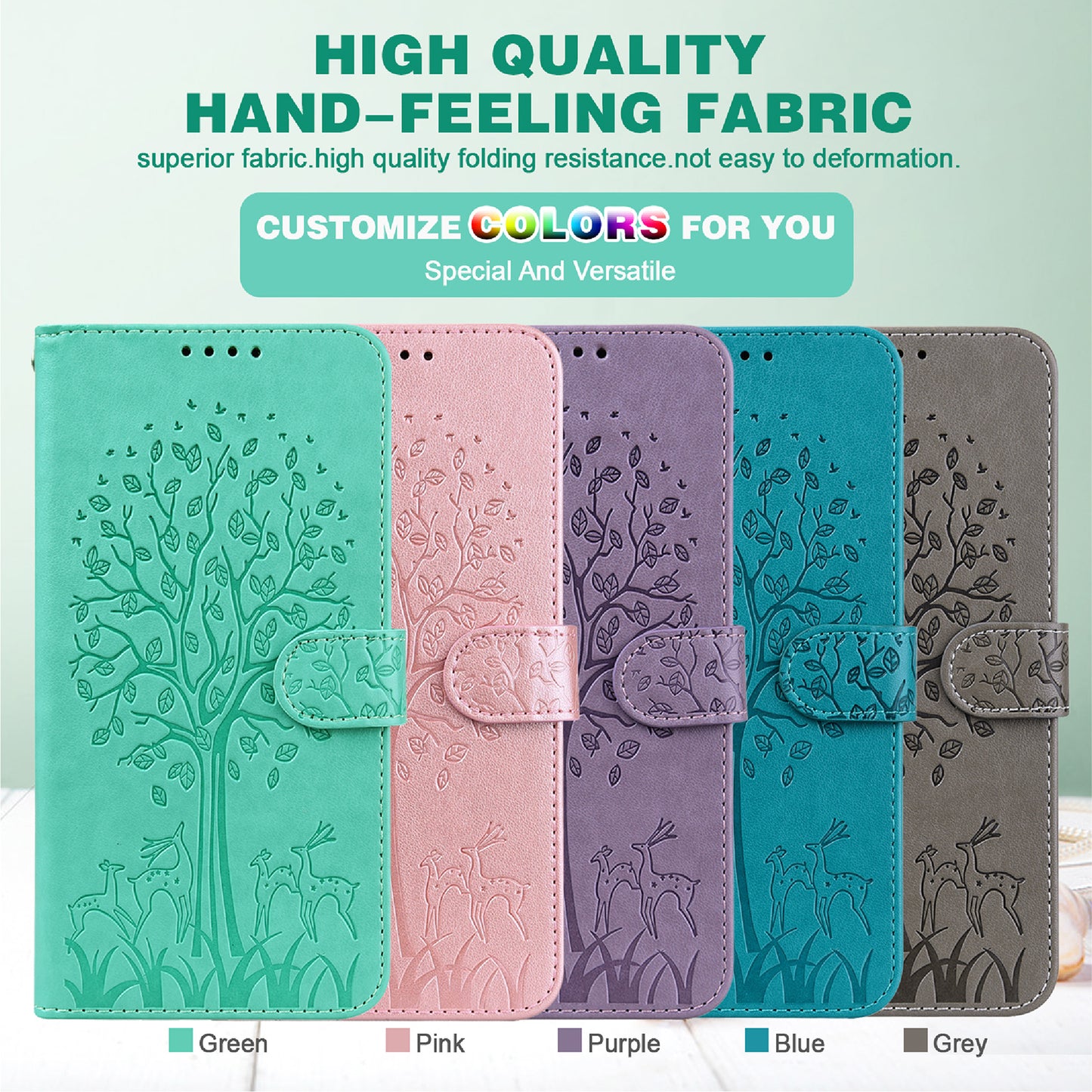 Tree and Deer Imprinted Leather Wallet Stand Phone Shell Case for Xiaomi Redmi Note 10 5G / Poco M3 Pro 5G / Poco M3 Pro 4G / Redmi Note 10T 5G