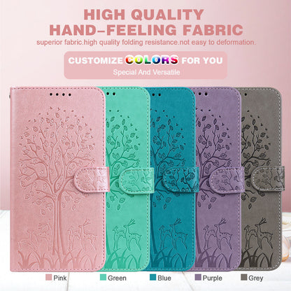 Tree and Deer Imprinted Leather Wallet Stand Phone Shell Case for Xiaomi Redmi Note 10 5G / Poco M3 Pro 5G / Poco M3 Pro 4G / Redmi Note 10T 5G