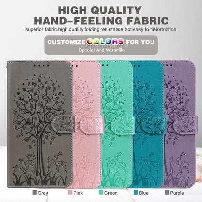 Tree and Deer Imprinted Leather Wallet Stand Phone Shell Case for Xiaomi Redmi Note 10 5G / Poco M3 Pro 5G / Poco M3 Pro 4G / Redmi Note 10T 5G