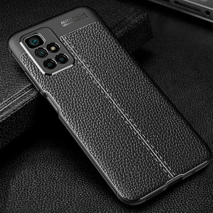 For Xiaomi Redmi 10 4G (2021)/Redmi 10 Prime/Redmi 10 2022 4G/Redmi Note 11 4G (MediaTek) Litchi Texture Anti-Scratch Anti-Fall Light Slim Phone Back Case TPU Cover