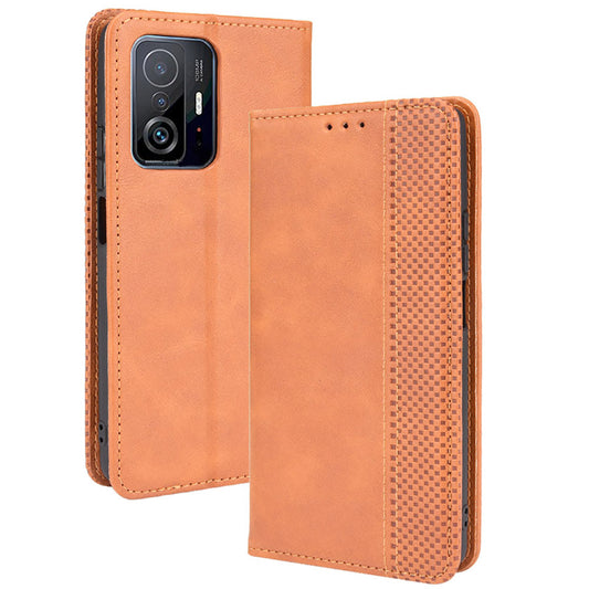 Retro Textured Surface Phone Leather Case Shockproof Leather Phone Wallet Stand Cover for Xiaomi 11T Pro / Xiaomi 11T