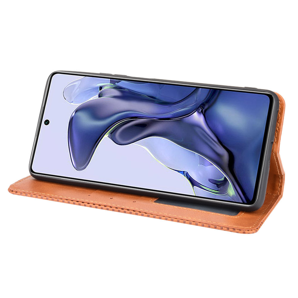 Retro Textured Surface Phone Leather Case Shockproof Leather Phone Wallet Stand Cover for Xiaomi 11T Pro / Xiaomi 11T