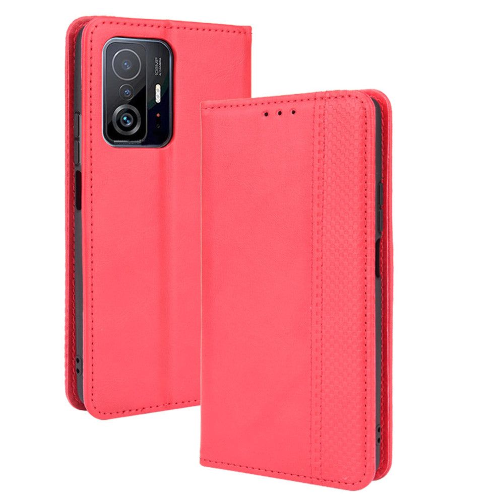 Retro Textured Surface Phone Leather Case Shockproof Leather Phone Wallet Stand Cover for Xiaomi 11T Pro / Xiaomi 11T