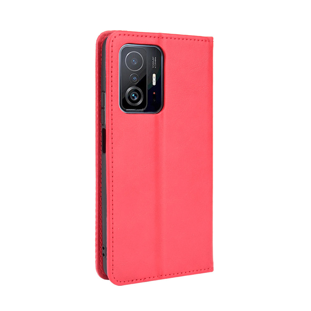 Retro Textured Surface Phone Leather Case Shockproof Leather Phone Wallet Stand Cover for Xiaomi 11T Pro / Xiaomi 11T