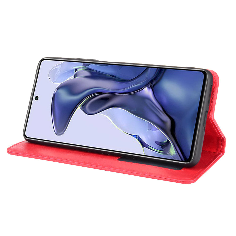 Retro Textured Surface Phone Leather Case Shockproof Leather Phone Wallet Stand Cover for Xiaomi 11T Pro / Xiaomi 11T