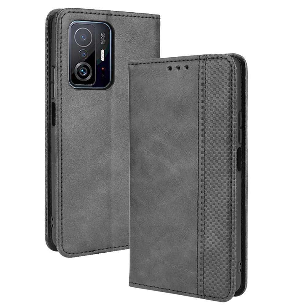 Retro Textured Surface Phone Leather Case Shockproof Leather Phone Wallet Stand Cover for Xiaomi 11T Pro / Xiaomi 11T