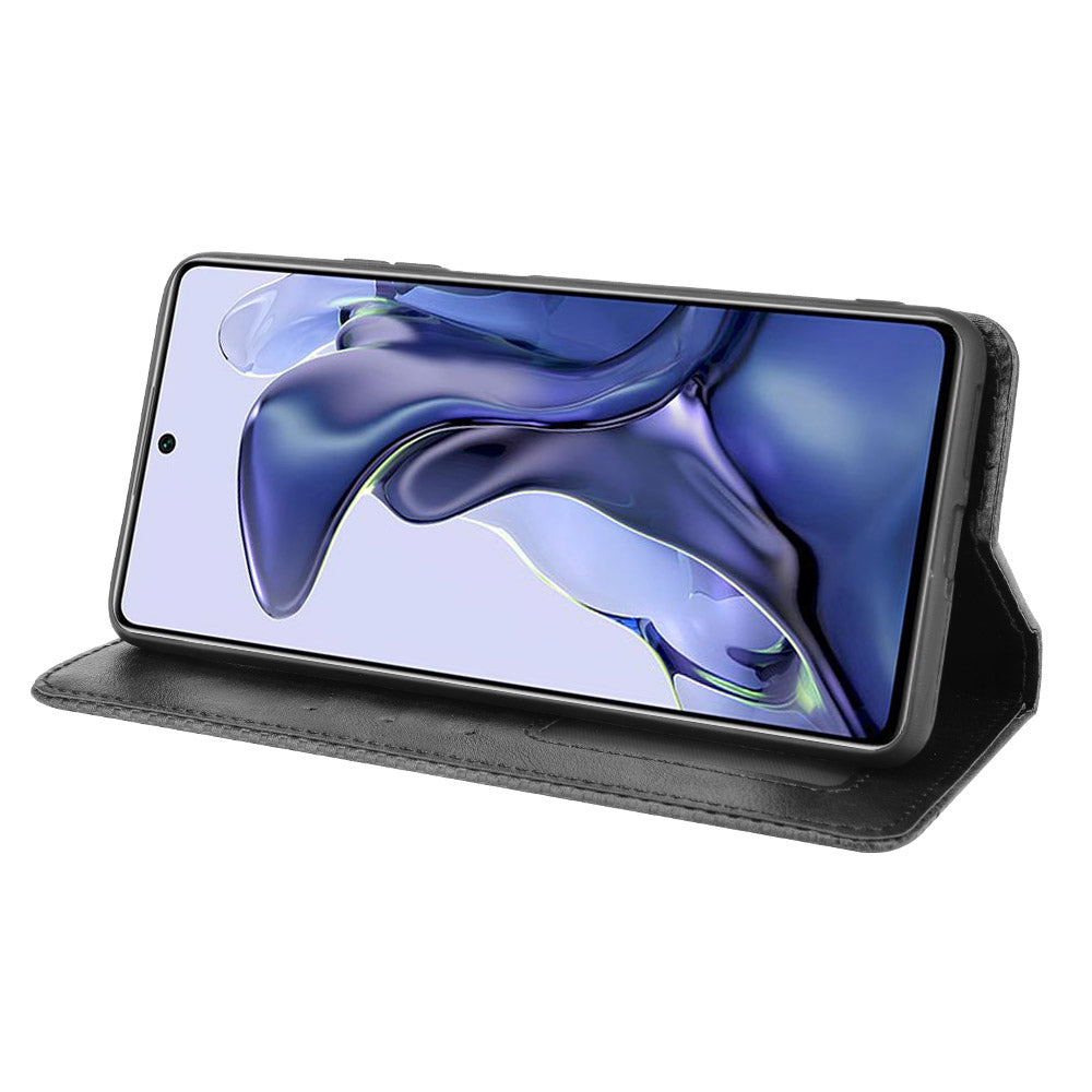 Retro Textured Surface Phone Leather Case Shockproof Leather Phone Wallet Stand Cover for Xiaomi 11T Pro / Xiaomi 11T
