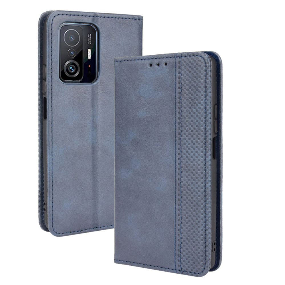 Retro Textured Surface Phone Leather Case Shockproof Leather Phone Wallet Stand Cover for Xiaomi 11T Pro / Xiaomi 11T