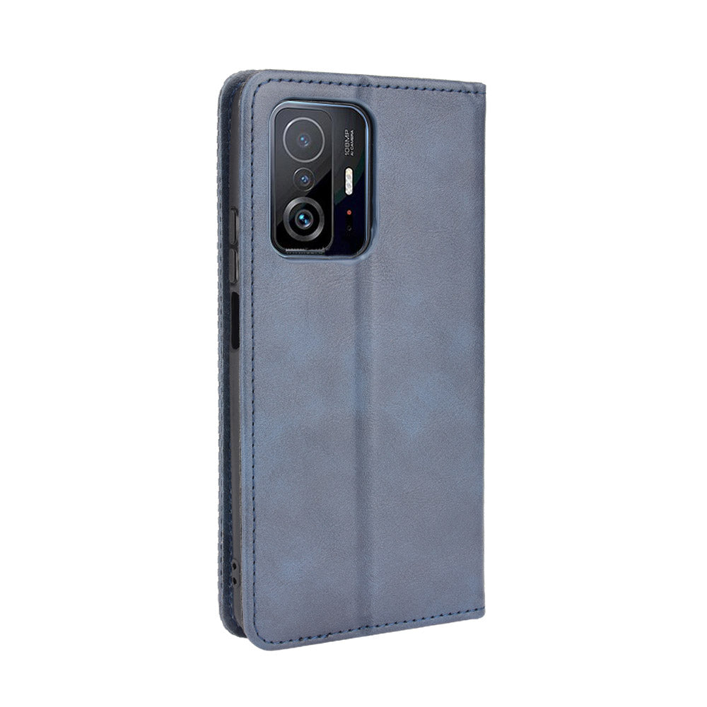 Retro Textured Surface Phone Leather Case Shockproof Leather Phone Wallet Stand Cover for Xiaomi 11T Pro / Xiaomi 11T