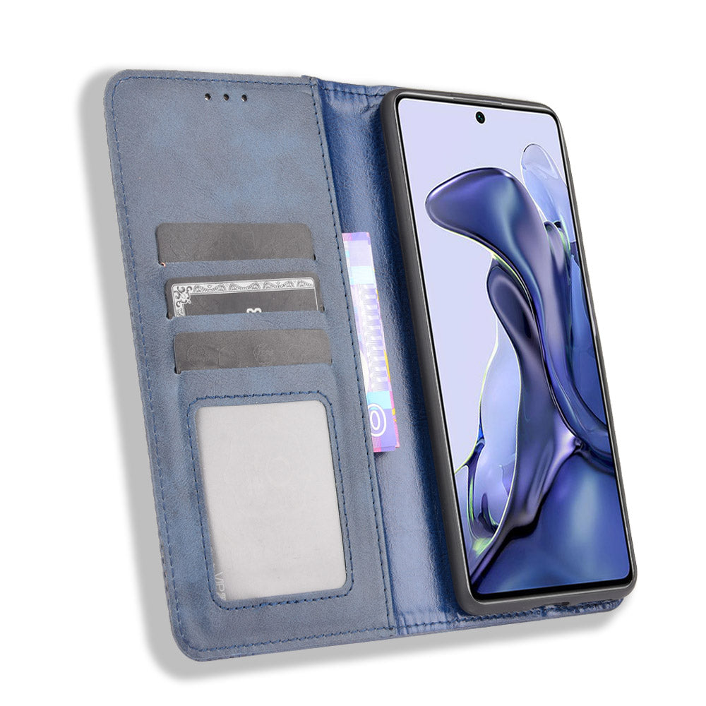 Retro Textured Surface Phone Leather Case Shockproof Leather Phone Wallet Stand Cover for Xiaomi 11T Pro / Xiaomi 11T