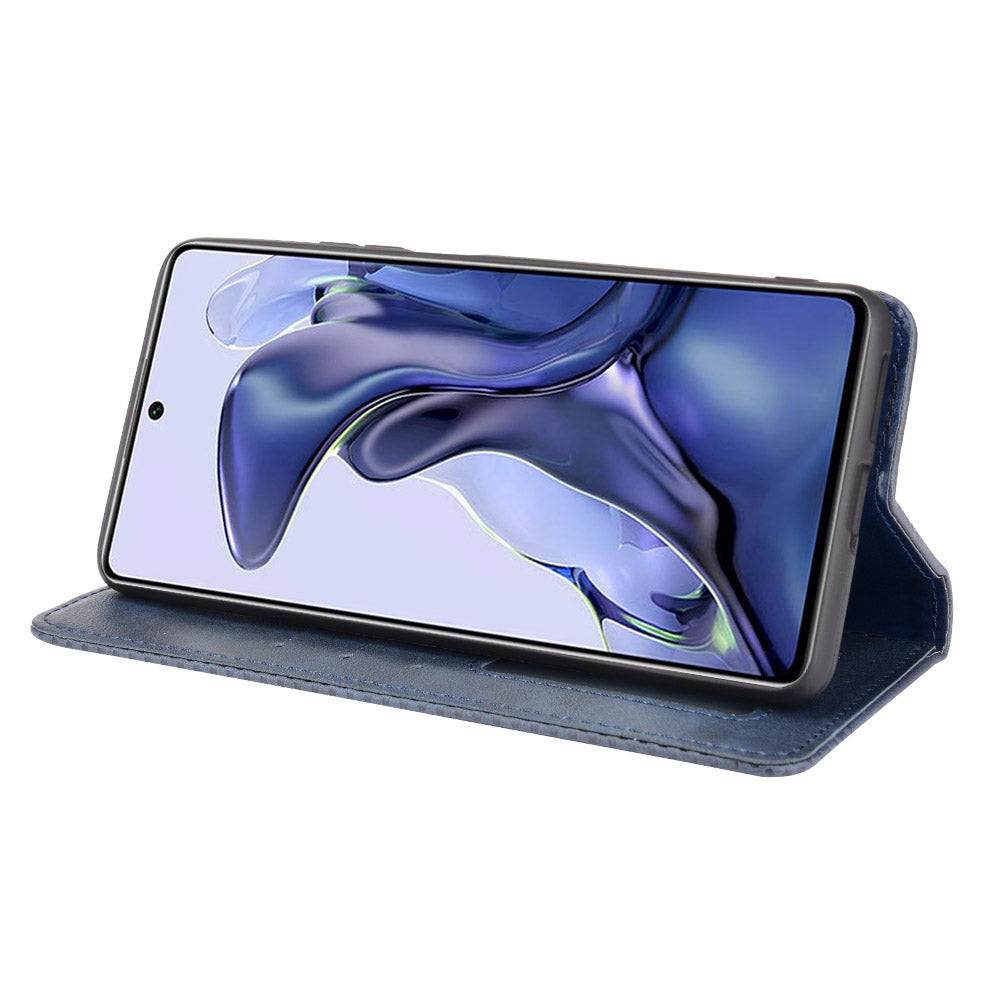 Retro Textured Surface Phone Leather Case Shockproof Leather Phone Wallet Stand Cover for Xiaomi 11T Pro / Xiaomi 11T