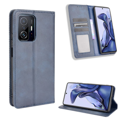 Retro Textured Surface Phone Leather Case Shockproof Leather Phone Wallet Stand Cover for Xiaomi 11T Pro / Xiaomi 11T