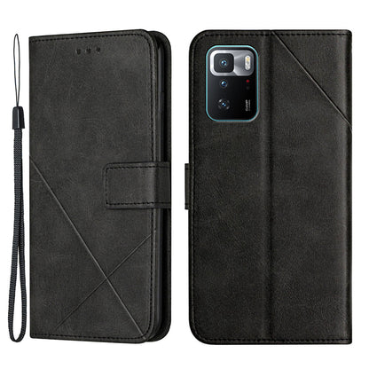 Stripe Leather Phone Case Solid Color Magnetic Clasp Shockproof Wallet Phone Shell for Xiaomi Redmi Note 10 Pro 5G (China)/Poco X3 GT 5G