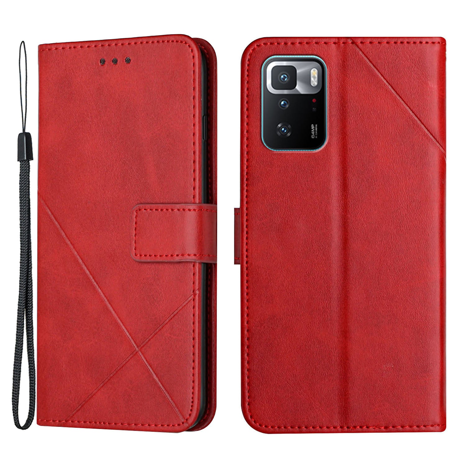 Stripe Leather Phone Case Solid Color Magnetic Clasp Shockproof Wallet Phone Shell for Xiaomi Redmi Note 10 Pro 5G (China)/Poco X3 GT 5G